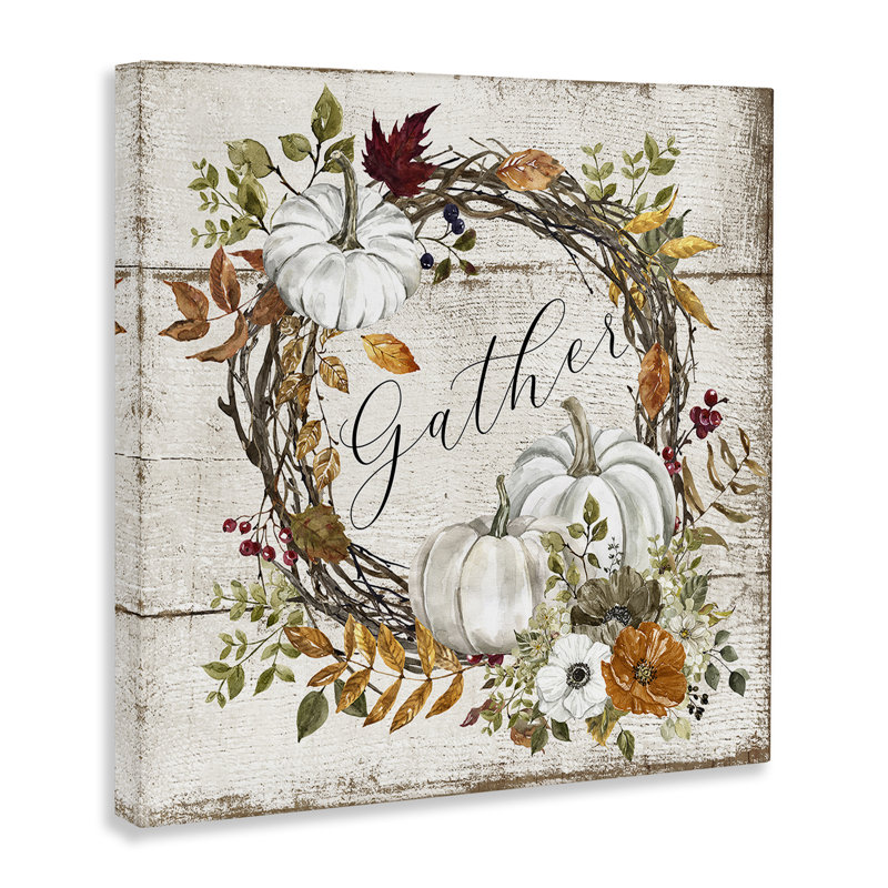 Art mural sur toile Gather Autumnal Wreath par LSR Design Studio, H 30 po x l 30 po
