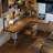 Brown+Clear Rectangular Solid Wood+Acrylic desk-1150473183-1150473182