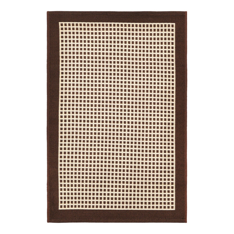 Gourlie Geometric Machine Made Power Loom Polypropylene Plastic Area Rug in Brown/Beige, Rectangle 6'1" x 9'
