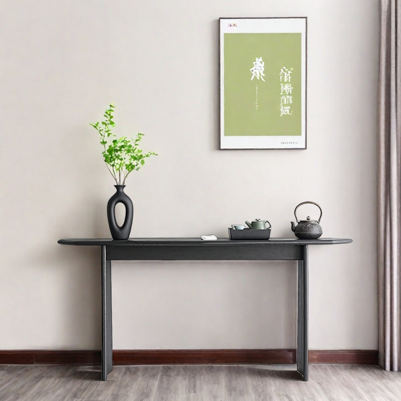 Wabi-Sabi Style Solid Ash Wood Entryway Table, 31.5" H x 55.1" W x 13.8" D