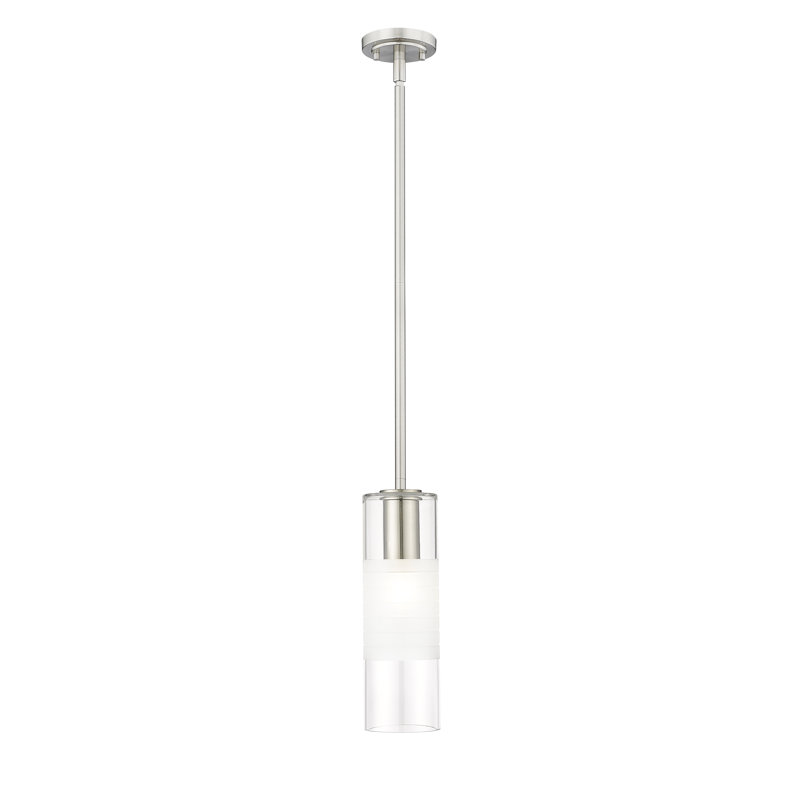 Luminaire suspendu cylindrique à 1 lumière Premislao, Nickel brossé