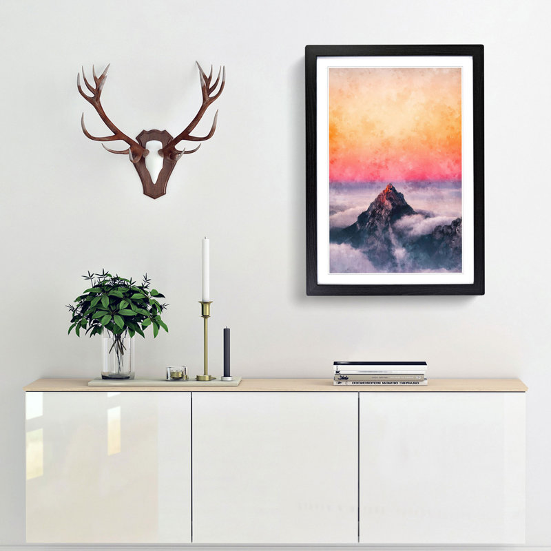 The Top of Matterhorn Mountain - Picture Frame Painting Print, 87cm H x 62cm W x 2cm D, Black Framed