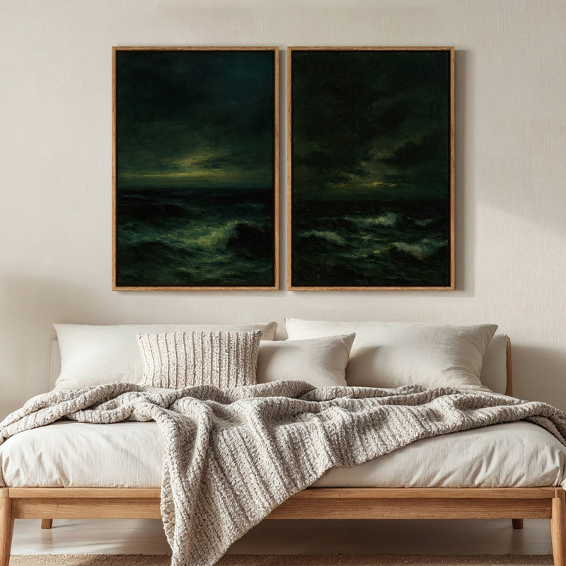 Art mural encadré, impressions murales pour chambre à coucher - 24 po x 2 pièces, H 24 po x l 16 po, Naturel