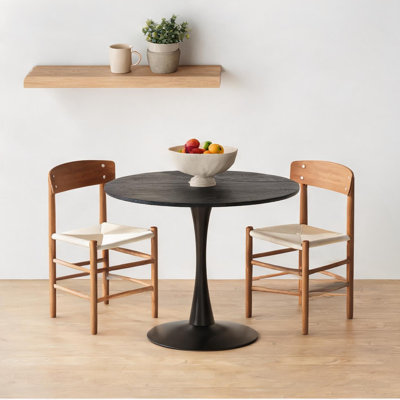 Table de salle à manger de 100 cm (39,4 po) de couleur noire, avec un design résistant à l'eau et une élégante finition noire.