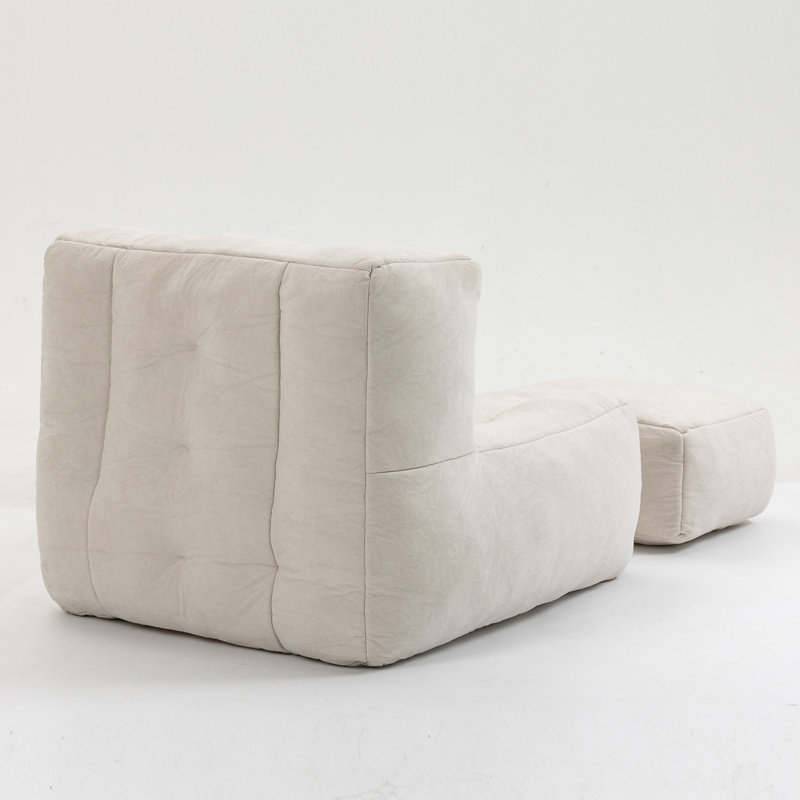 Fluffy Bean Bag Chair, White Velvet