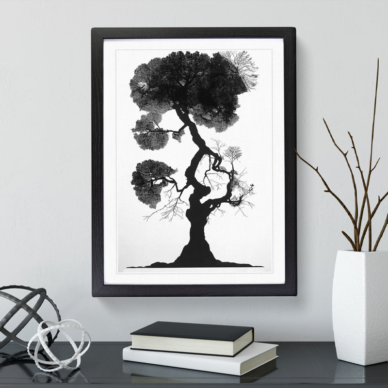 Tree In Monochrome No.1 - Single Picture Frame Print, 64cm H x 46cm W x 2cm D, Black Framed