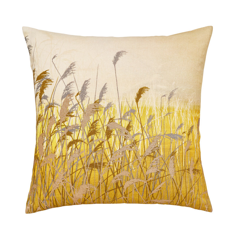 Water Reeds Linen Cushion with Filling, Mustard