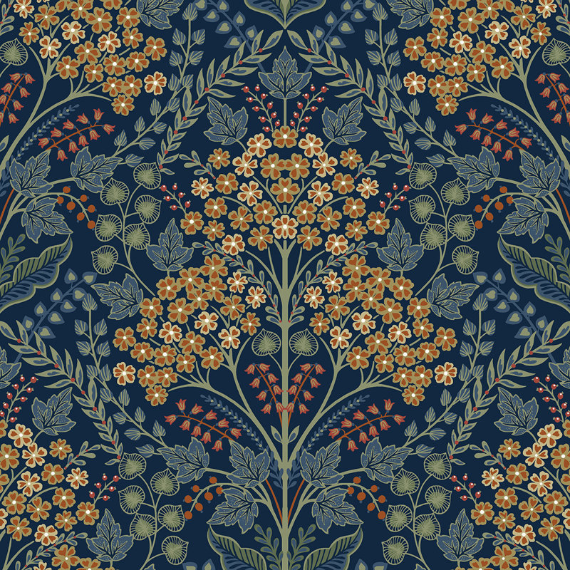 Auretta Floral Roll, Orange/Gold/Green