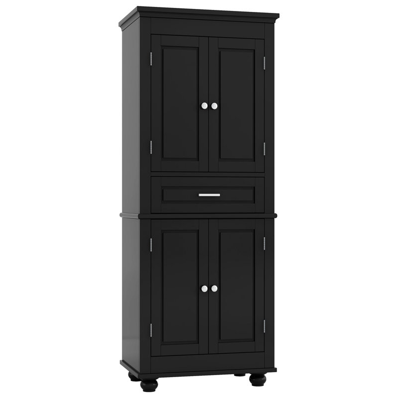 Grande armoire de rangement pour salle de bain avec espace de rangement multifonctionnel, Noir