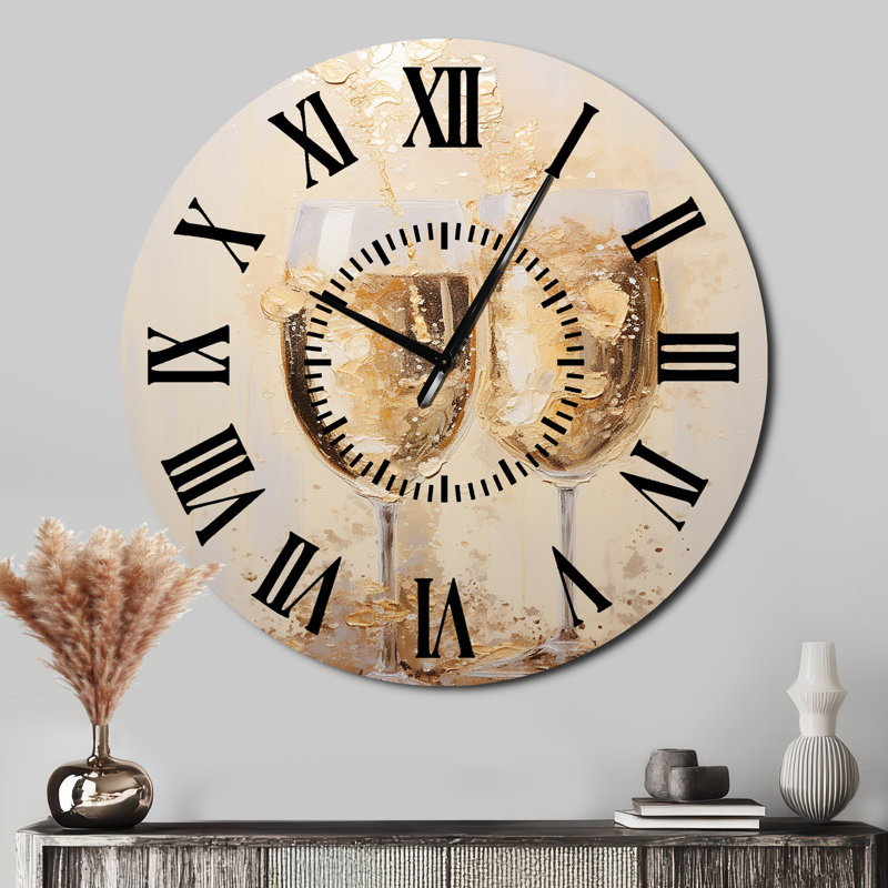 Horloge murale Golden Champagne In Glass III - Champagne, Surdimensionné