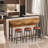 Arcole 3-Drawer Long Dining Table Set with Power Outlets, Bar Kitchen Table Set with Circular Stools-1501763724-1501763727
