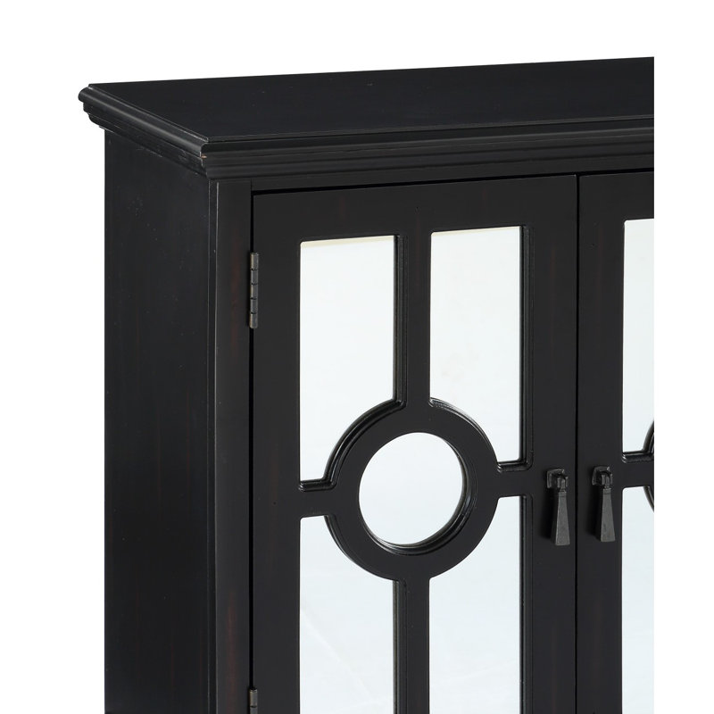 Armoire de rangement classique classique 1Pc avec portes miroir, Noir antique