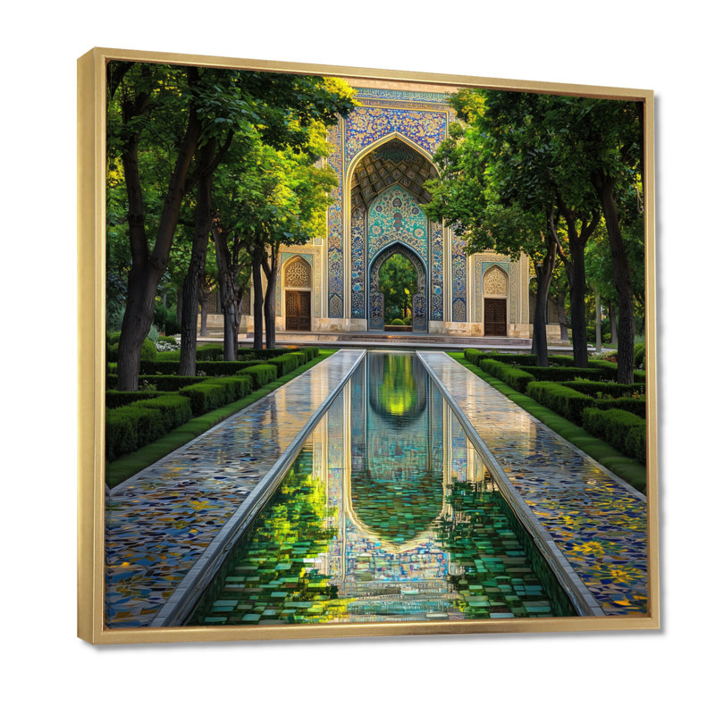 «Persian Gardens Teheran II», art mural impression de paysage, Impression dans un cadre flottant sans passe-parto, Gold