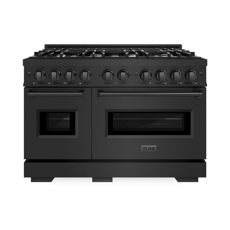 ZLINE 48" Classic Double Oven Gas Range w/ 8 Burners in Black Stainless Steel