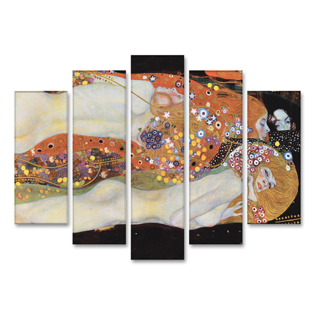 5-tlg. MDF-Bilder-Set Water Snakes 2 von Gustav Klimt