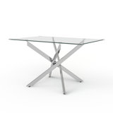 Arlen 50" Luxury Glass Pedestal Dining Table for 4 or 6 People