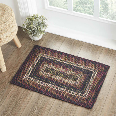 Tapis multicolore en jute / laine tressé à motif géométrique Amae