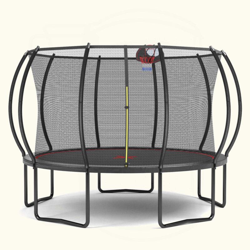 Trampoline 12 pi avec cadre galvanisé à haut trempage et poteaux incurvés pour une sécurité et une durabilité accrues
