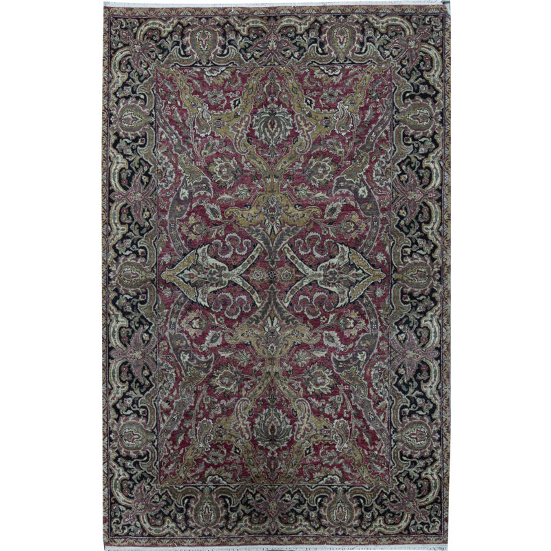 Suruchi Wool Oriental Area Rug in Purple/Black