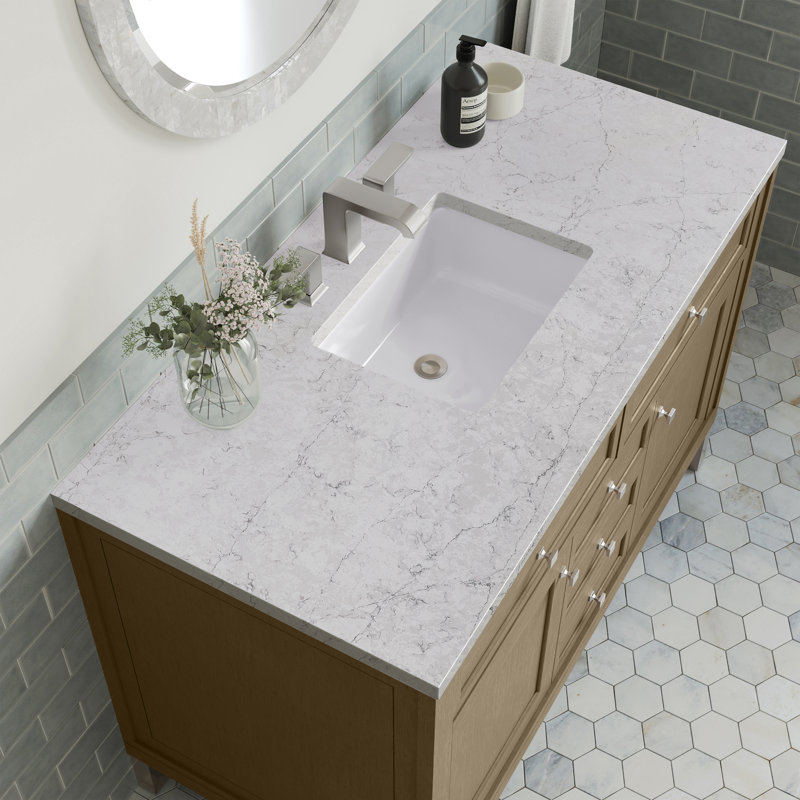Chicago 48 in. Single Vanity, Walnut Whisper, Eternal Jasmine Pearl