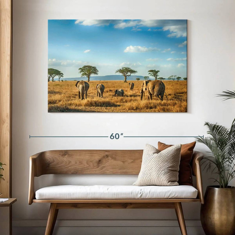 Éléphants Brampt Serengeti, H 32 po x l 48 po