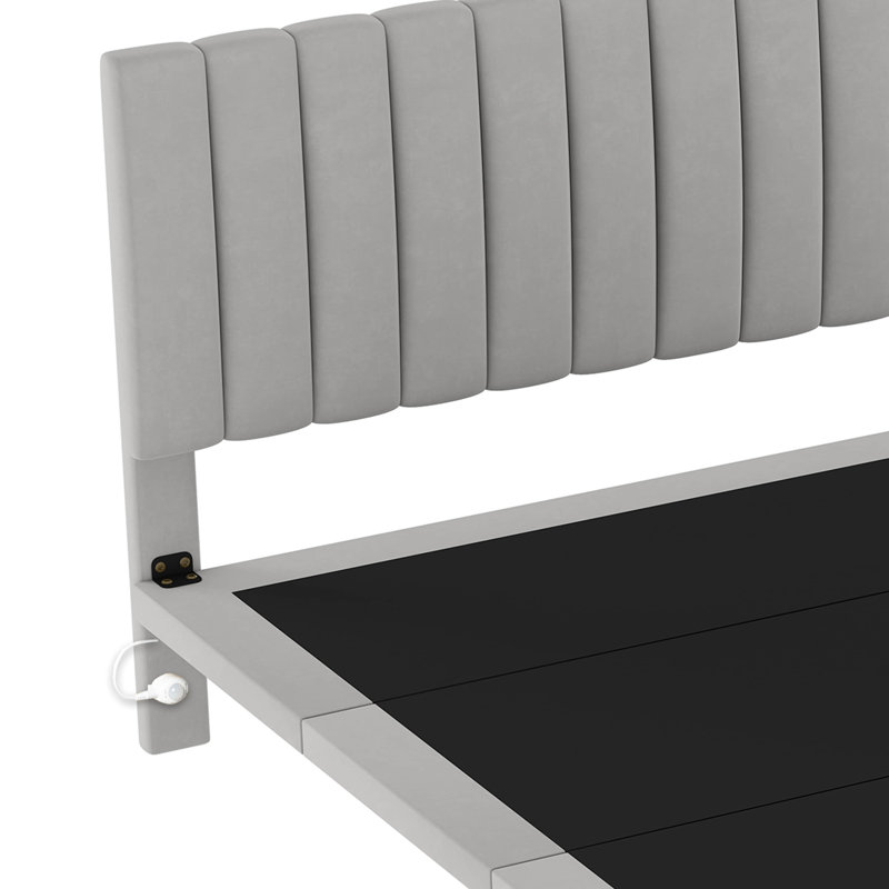 Queen Size Upholstered Bed, Gray