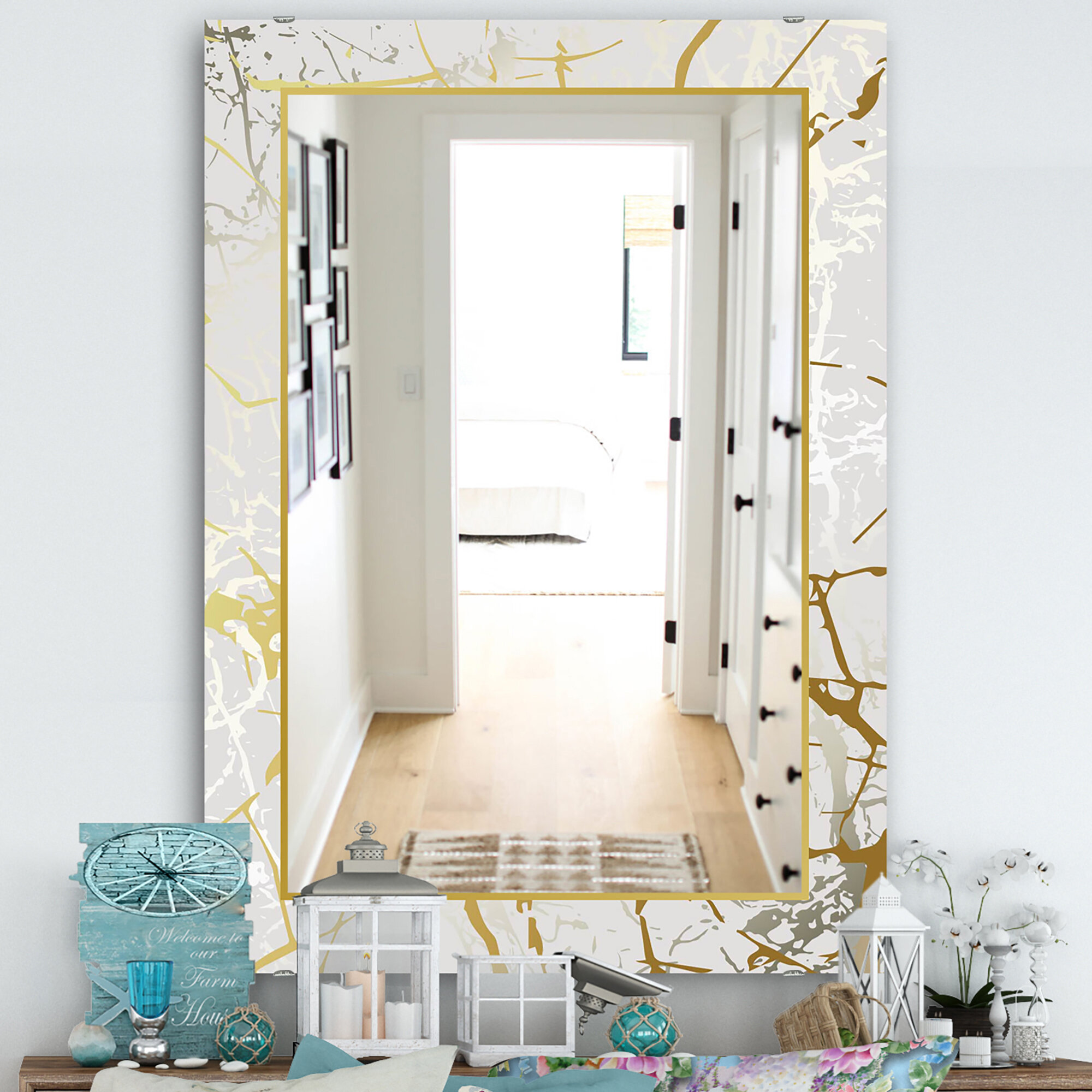 East Urban Home Marbled Marvelous 3 Glam Bathroom/Vanity Mirror ...