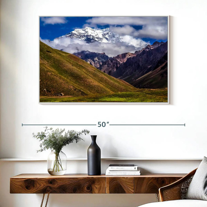 Aconcagua nuageux, Cadre flottant blanc, 40 po x 27 po
