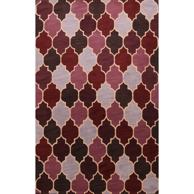 Tapis noir / gris / rouge en laine touffetée à la main Finwith