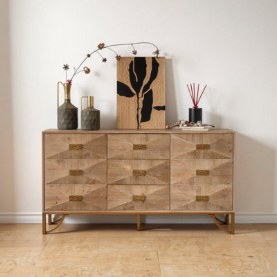 Commode 59,44 "à 3 tiroirs avec rangement réglable - bois naturel