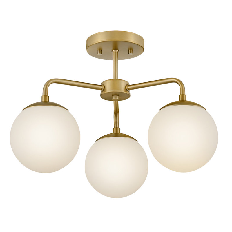 Plafonnier semi-encastré 20 po 3 lumières Kobie, Laiton laqué