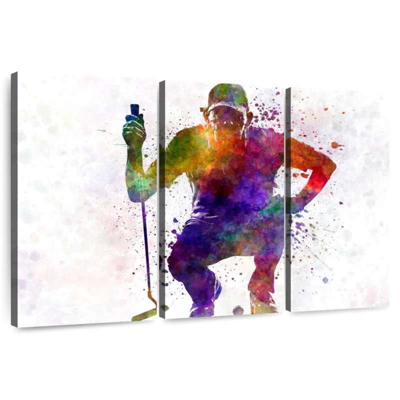 Silhouette de joueur de golf Sirci accroupi I, H 36 po x l 57 po