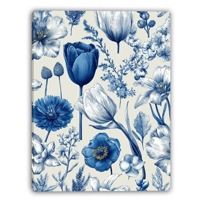 Golden Floral Field Wrapped Canvas Wall Art