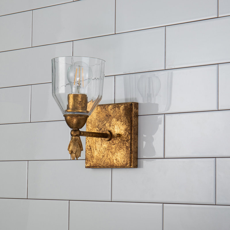 Fun Finial 1 Light Wall Sconce In Dark Bronze With Gold Accents, Gold