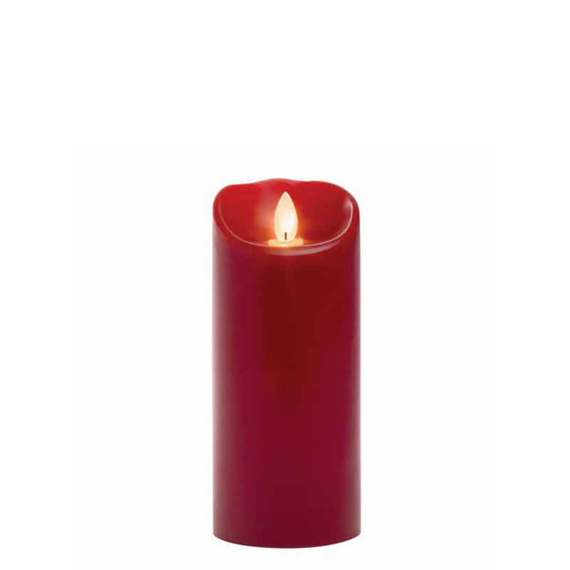 Bougie cylindrique sans parfum, Rouge, H 9 po x l 3 po x P 3 po