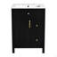 Meuble-lavabo de 24 pouces avec lavabo en céramique, 1 porte à fermeture en douceur, 2 tiroirs à fermeture en douceur et 2 supports de rangement sur la porte-1461238854