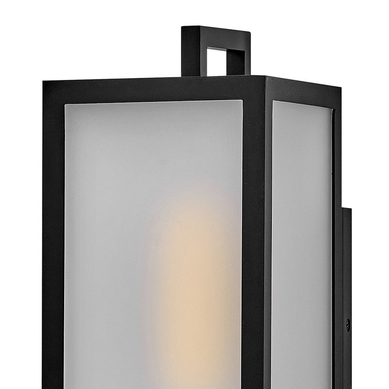 Outdoor Wall Mount Lantern with Etched Glass, 15" H x 5.5" W x 6.5" D