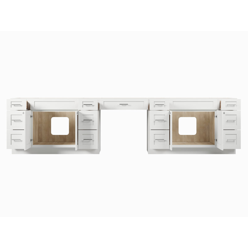 138'' Double Bathroom Vanity Base Only, White