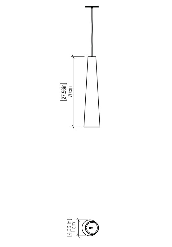 Cônico 1 - Light Pendant, American Walnut, American Walnut, 27.3" H x 4.29" W x 4.29" D