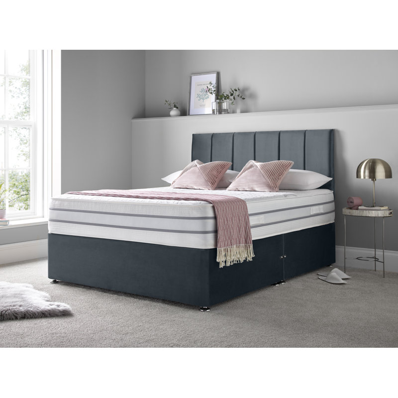 Kuhle Divan Bed Set, Steel, Right Side Drawers, Small Double (4')