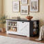 Table basse à plateau relevable Farmhouse avec plateau extensible, tablettes ouvertes et prise de recharge-132913509