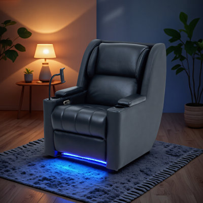 100 cm Wide Faux Leather and Leather Wall Home Theatre Recliner
