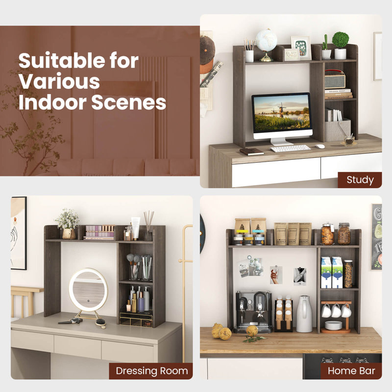 Tablette de bureau avec tablettes anti-basculement grises