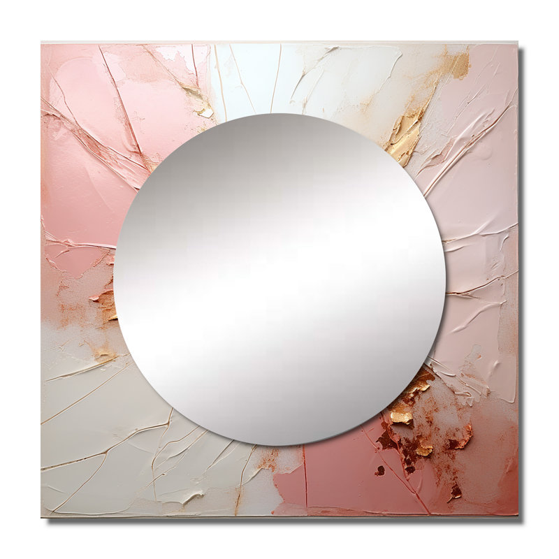 Huben - Décoration murale abstraite à miroir carré pour chambre à coucher, 29 po x 29 po