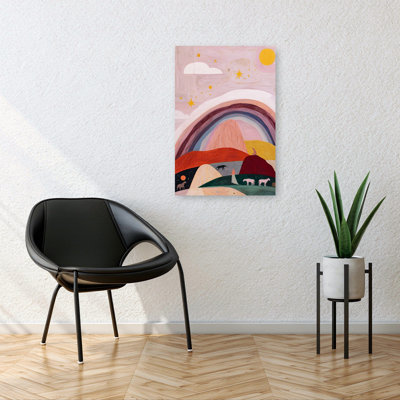 Serene Rainbow Desert Abstract Colorful Peaceful Horse Landscape Nature Wall Art Print 1 Piece Wrapped Canvas Wall Art