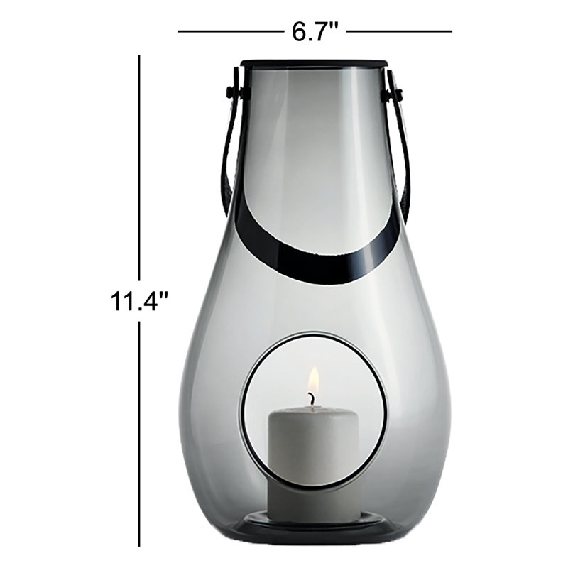 Lantern, 11.4" H x 6.7" W x 6.7" D, Smoke