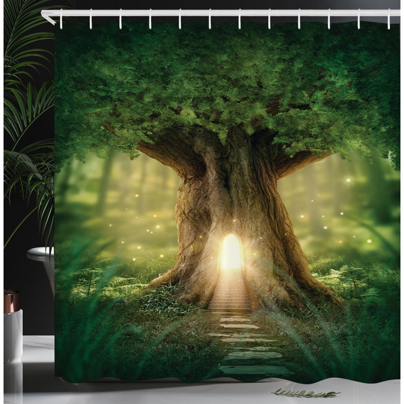 Shower Curtain with Hooks Included, 70"H x 69"W