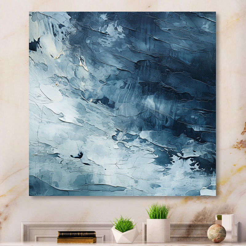 «White Fight», élément abstrait blanc et bleu - formes abstraites_106528, H 16 po x l 16 po x P 1 po, Toile tendue