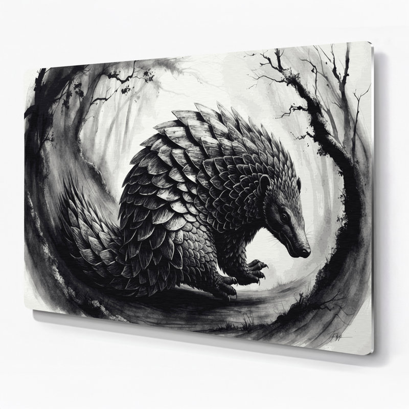 Faune, art mural gris pangolin, H 11 po x l 14 po