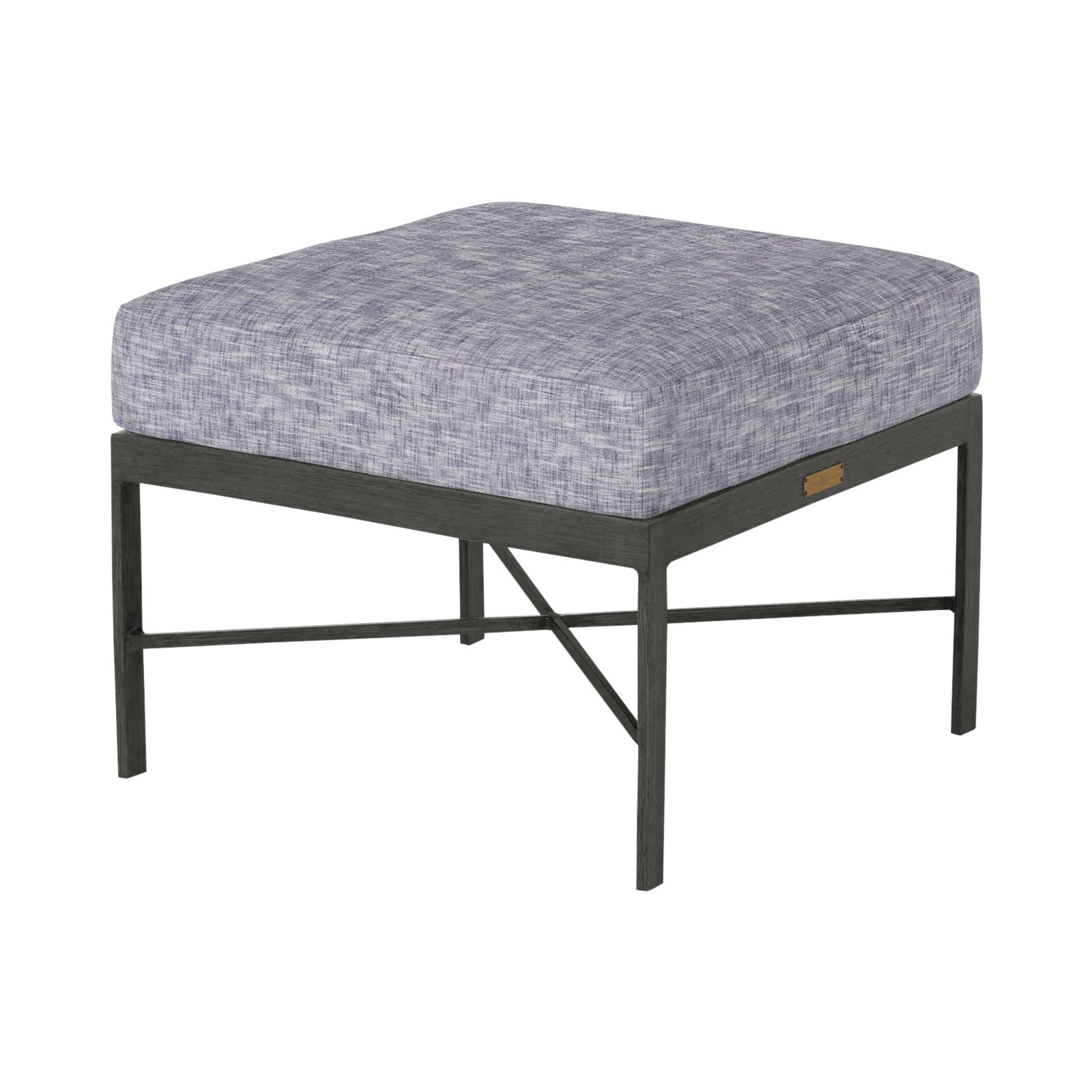 Monaco Wrought Outdoor Ottoman, Slate Gray, No Welt, Canvas Sand